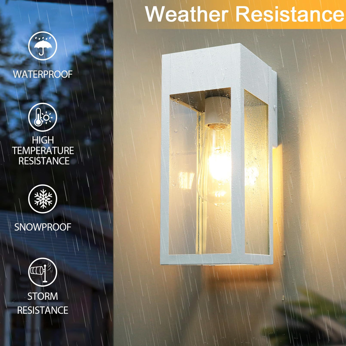 Porch Lights with GFCI Outlet (White / No Sensor, Standard)