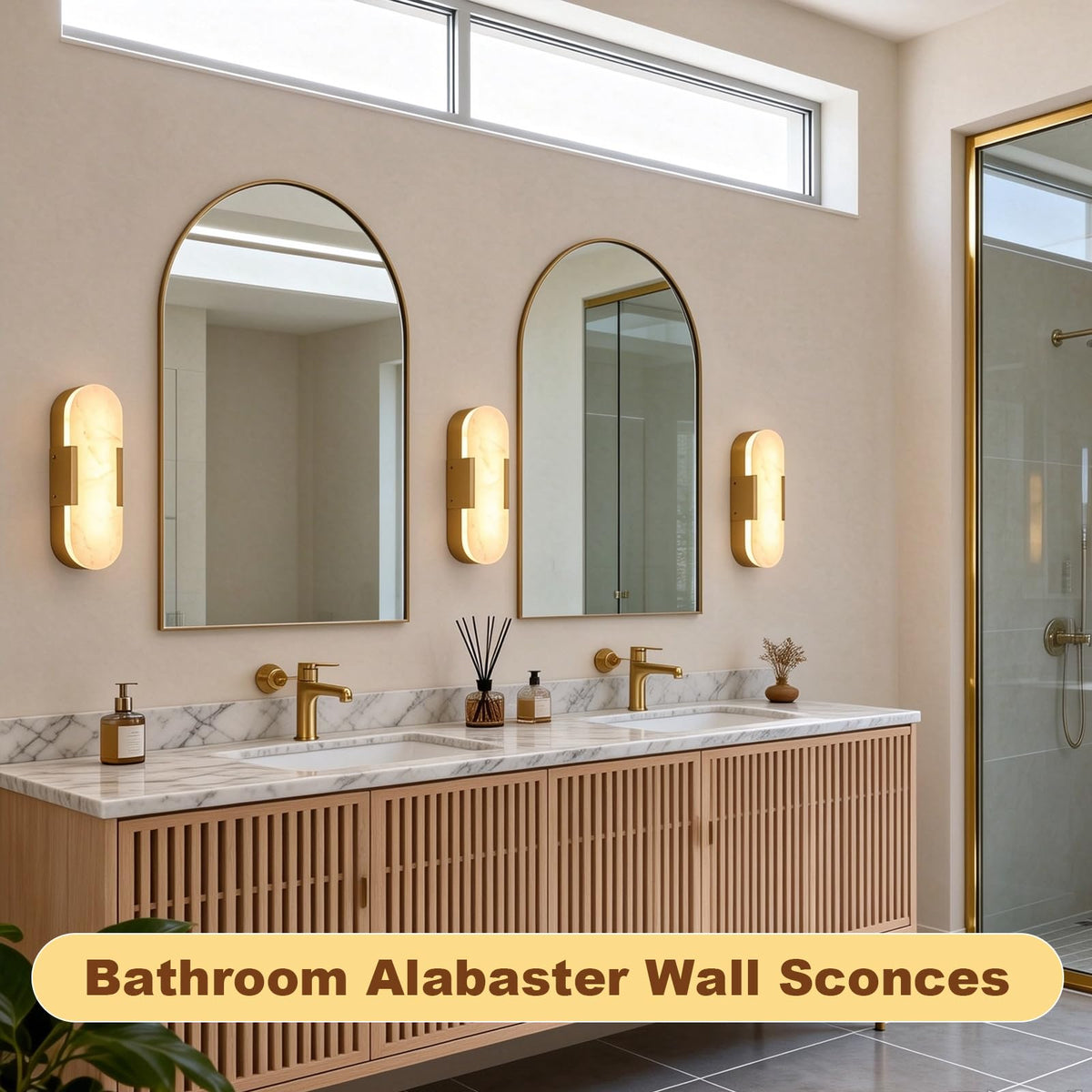 Alabaster Wall Sconces (Gold-1 Pack)