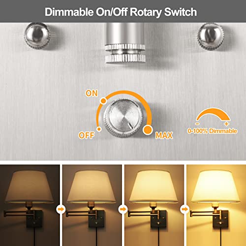 Dimmable Wall Sconce Plug in (White / Large)