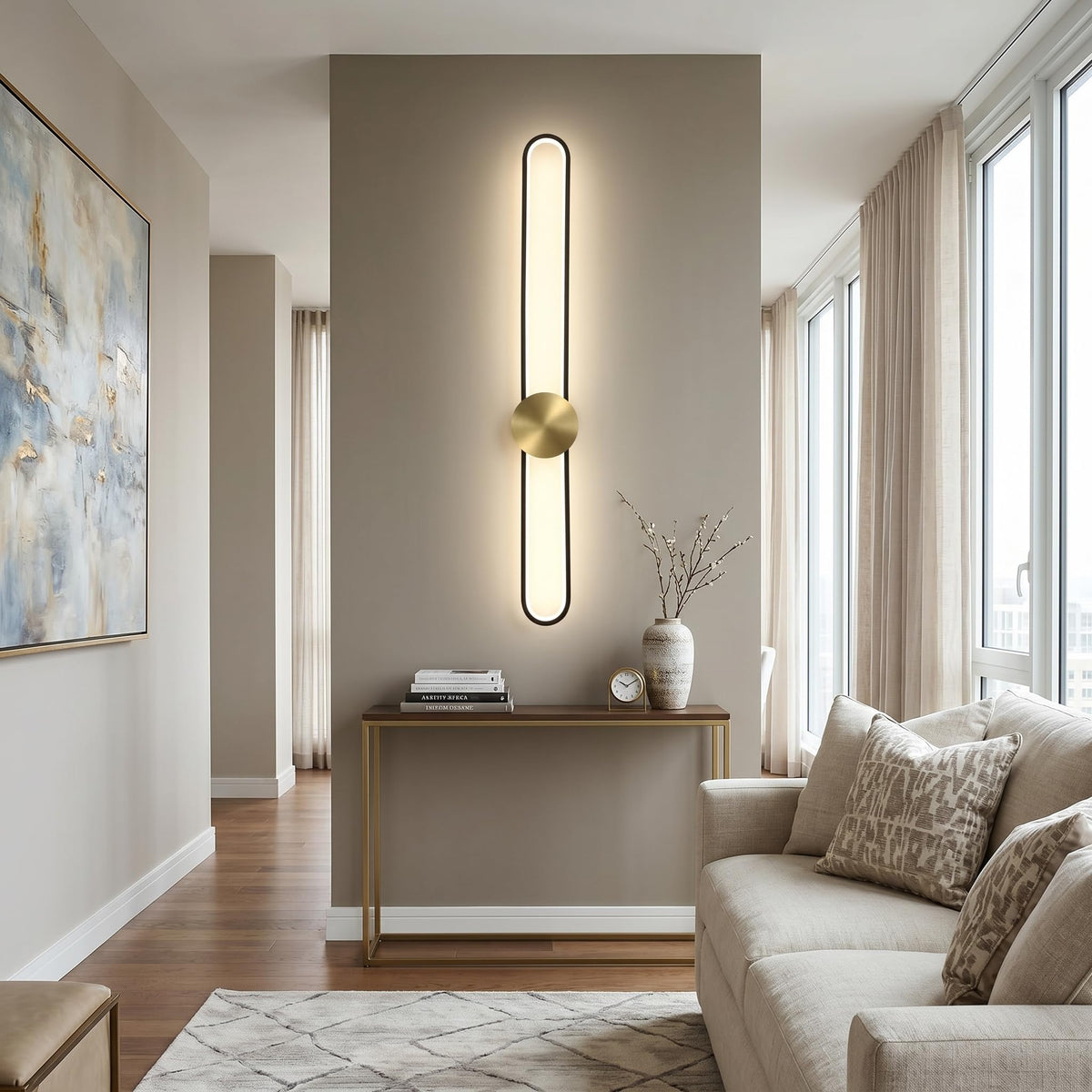 Modern Wall Sconce 4000K Dimmable LED Wall Light Fixture (Black / 43.3 inch, 4000K)
