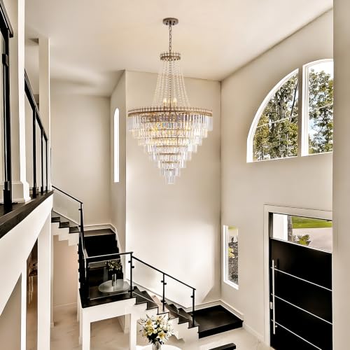 French Empire Vintage Crystal Staircase Chandelier (D31.5″H47.2″)