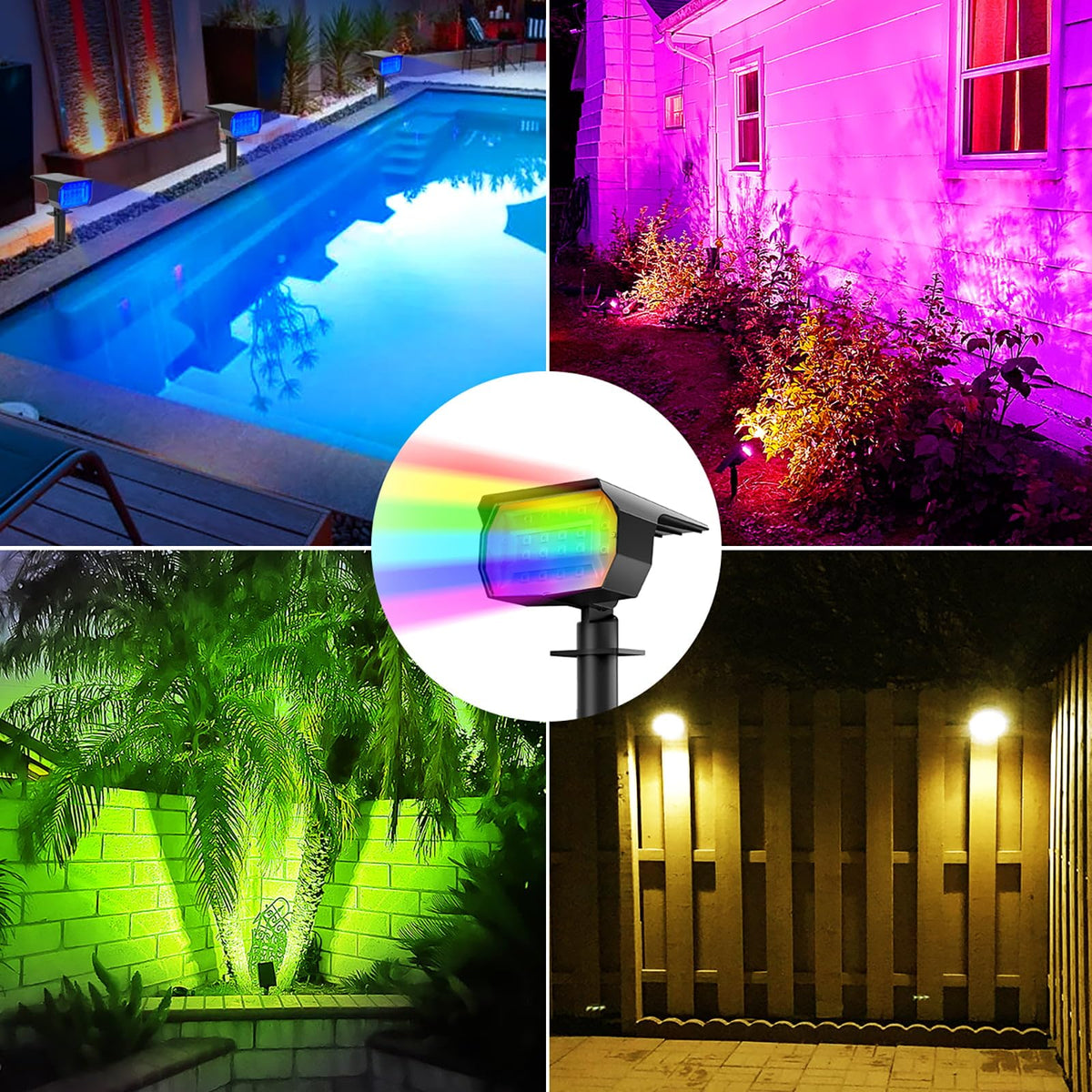 Solar Spot Lights Outdoor Color Changing