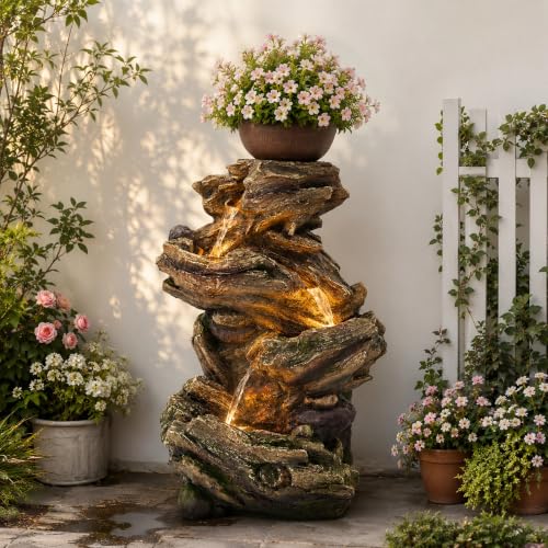 Outdoor Resin Fountain with Lights