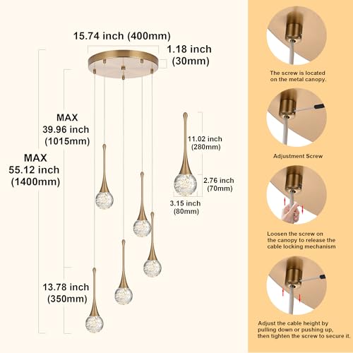 5 Light Crystal Brushed Gold Chandelier (Gold / Round Pendant 5-Light)