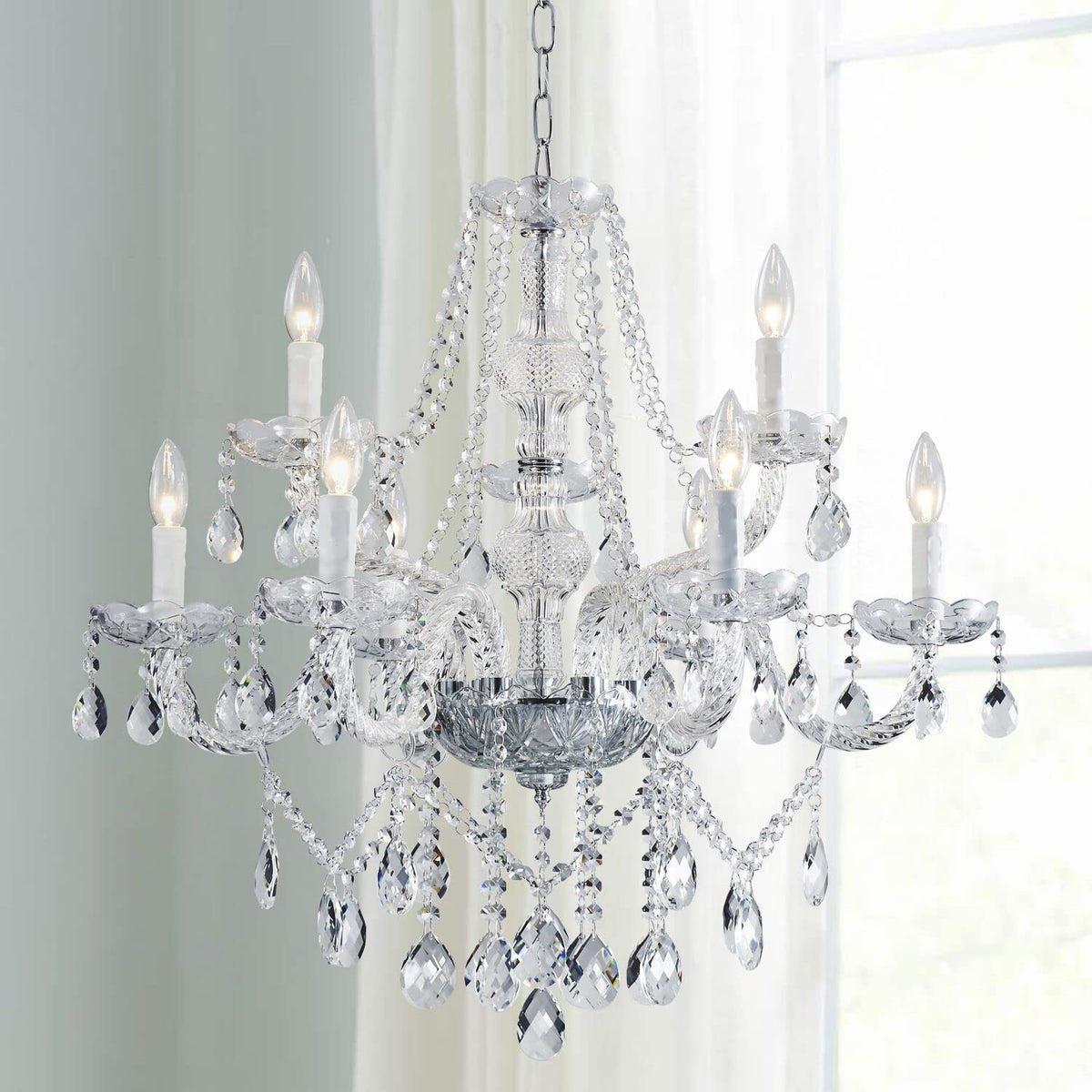 Saint Mossi 9 Light Modern Contemporary Elegant Crystal Glass Chandelier (Clear Crystal / W28" 2 Tier)