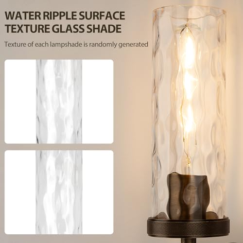 15" Knurled‑Craft Hardwired Bronze Wall Sconce (Bronze-Water Ripples / 15″-2 Pack)