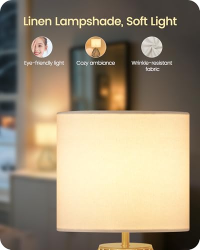 Gold Table Lamp Set of 2 (2Pack White + Gold)