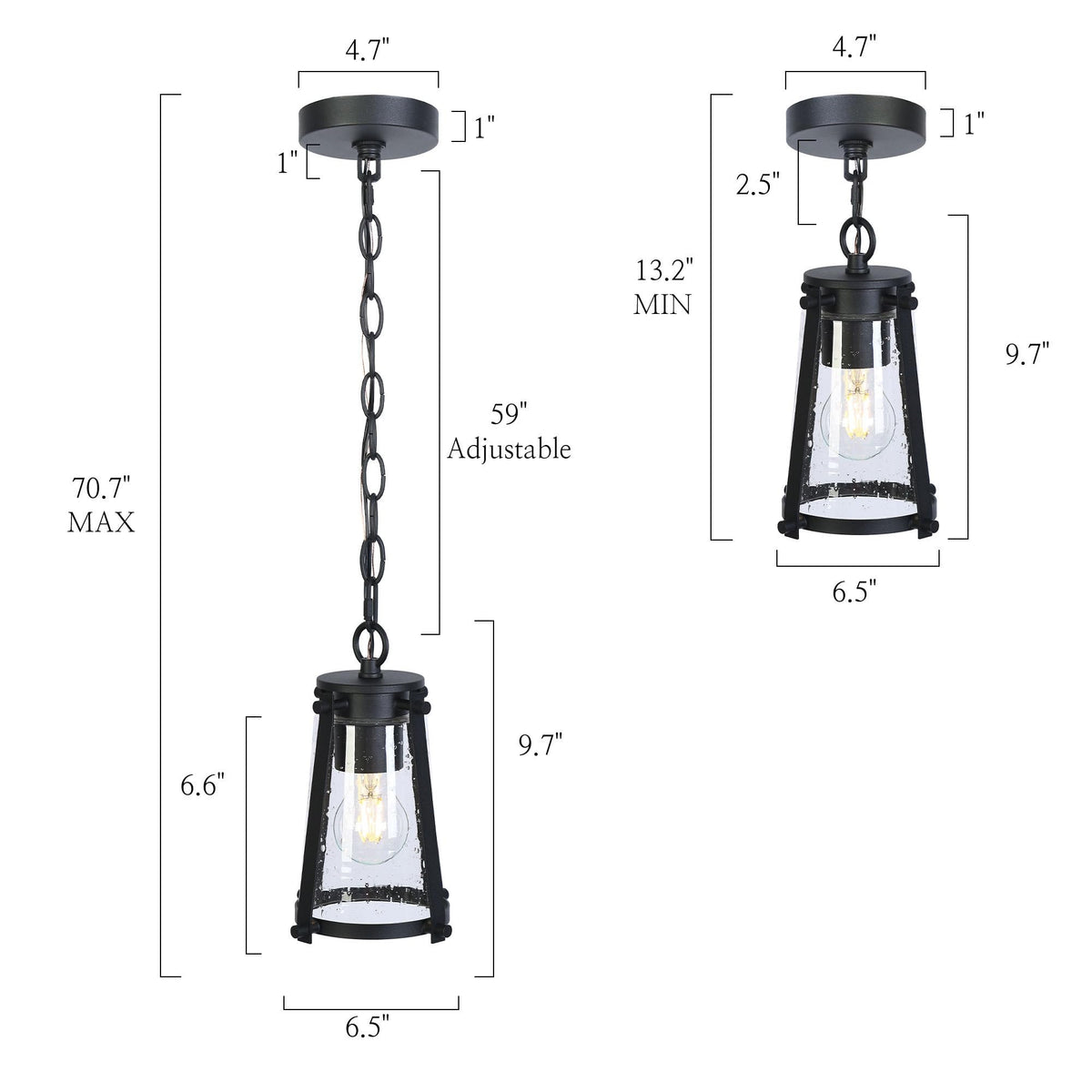 Pendant Light Kitchen Island (6.5" W x 9.7" H / Black)