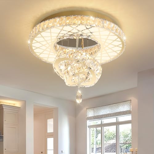 LED Chandelier Modern Ceiling Dimmable Light Fixture Crystal Chandelier for Bedroom Dining Room Gold (20 inch / Gold)