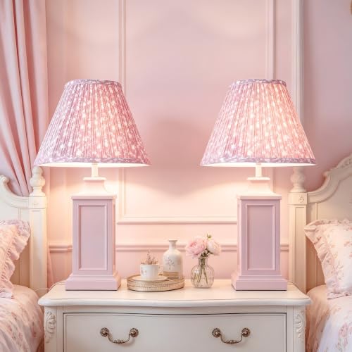 Lamp Shades Pink Polyester Set of 2 6.5"×13"×10.5" Bell Shade (Pink-2 Pack / 6.5*13*10.5in)