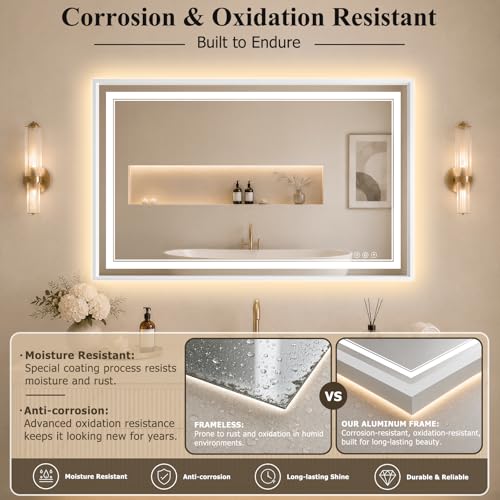 30"x40" LED Bathroom Mirror with Lights (White / 40"L x 30"W)
