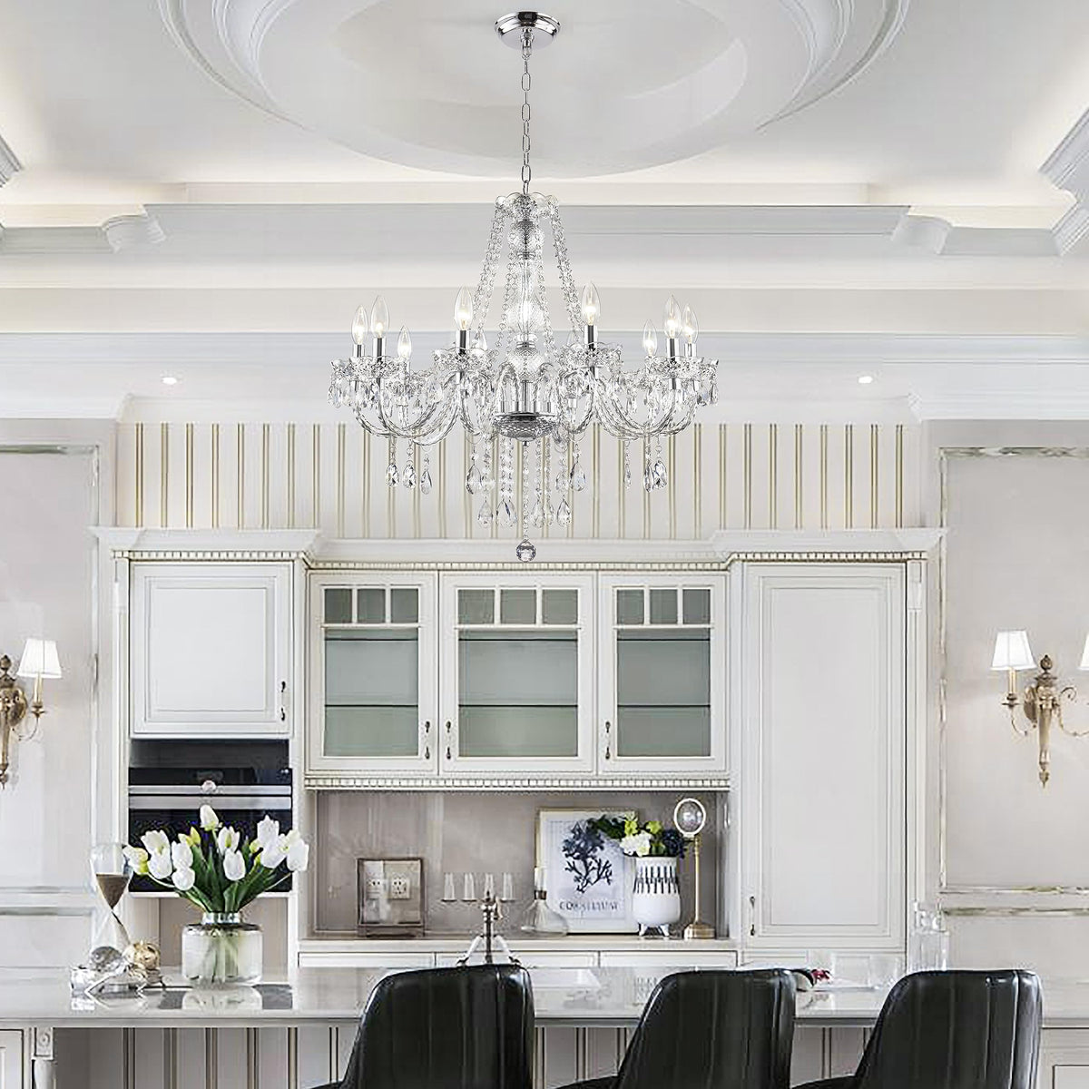 Acrylic Crystal Chandelier Clear 25 * 27.5in 10 (Clear / 10-Light)