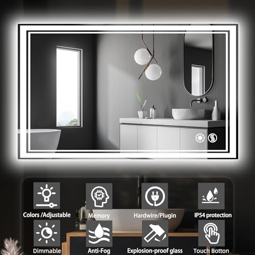 48 x 28'' LED Mirror for Bathroom (28"L x 48"W)