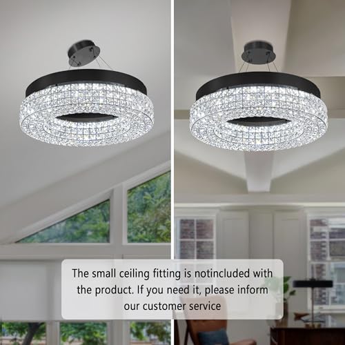 24" Crystal Chandeliers (Black / Dia 24inch)
