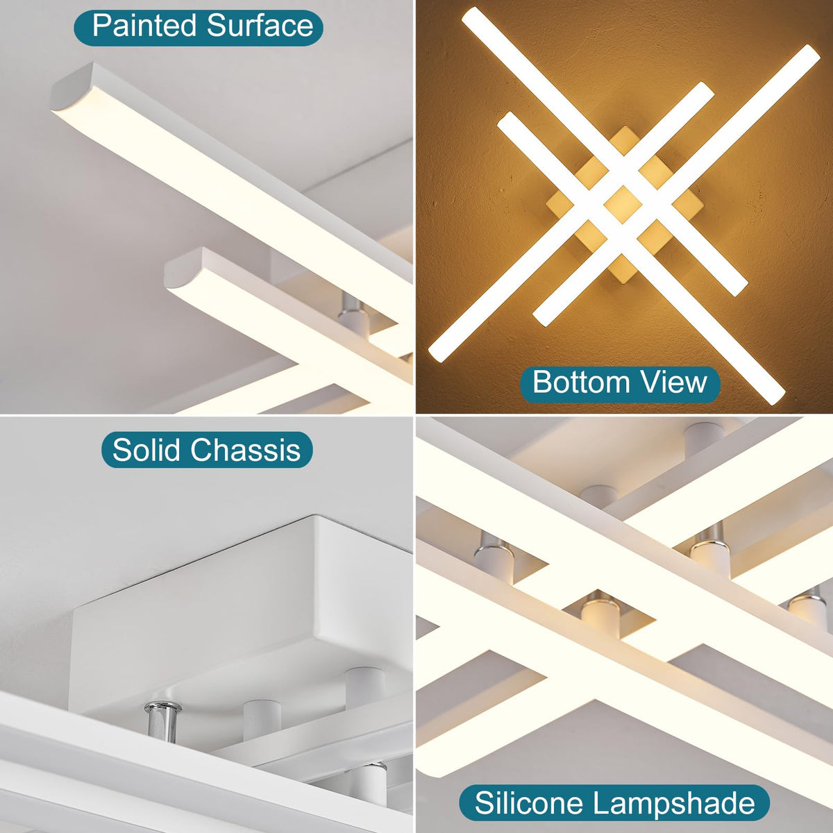 Modern Flush Mount LED Ceiling Light Fixture (4-Square-White)