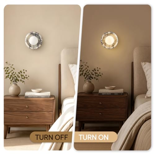 7.9" Natural Alabaster Wall Sconce (7.9 in-1-Light-round)
