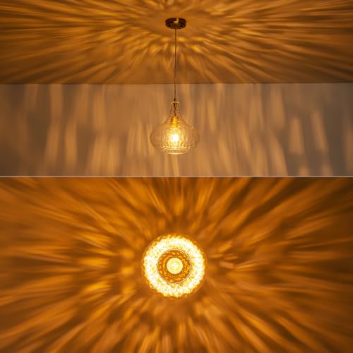 11" Hammered Glass Pendant Lights Kitchen Island Gold (Gold-Water ripples / 1-Light)