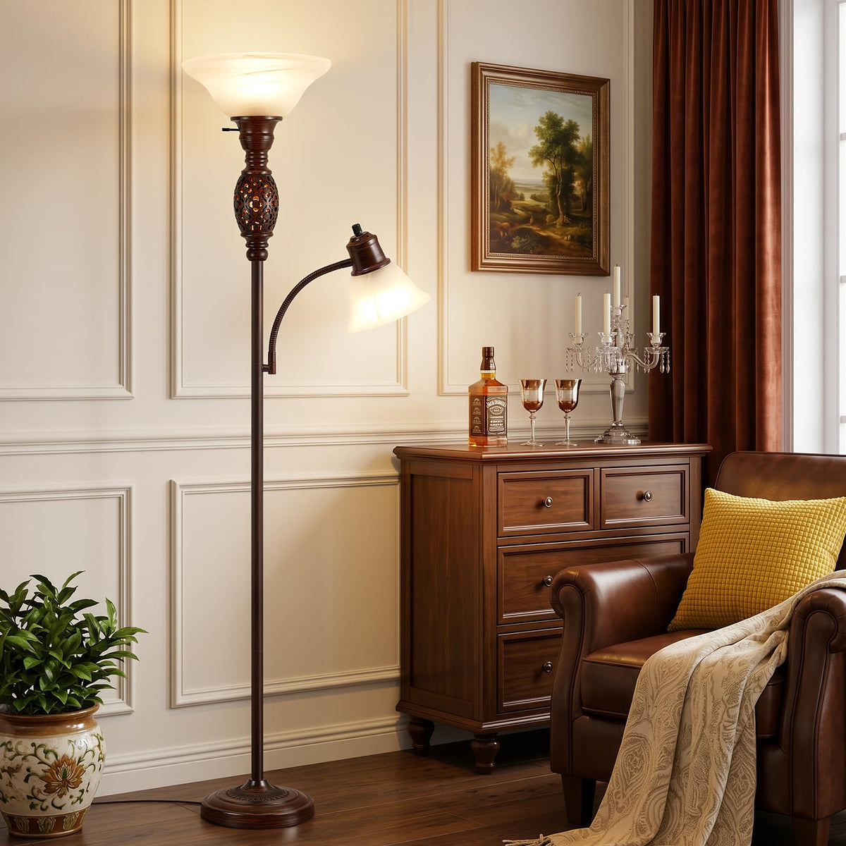 70" Floor Lamp with Night Light (Brown 2)