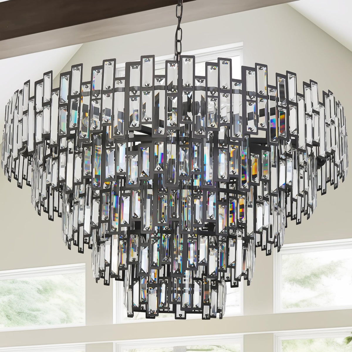 Large Chandeliers for High Ceilings Modern Farmhouse Black (39'')