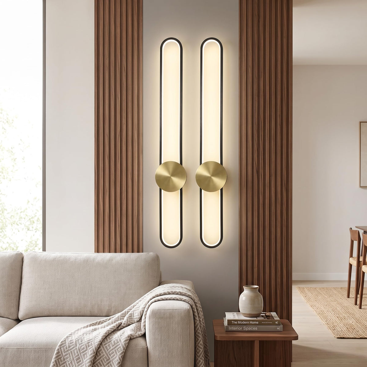 Modern Wall Sconce 4000K Dimmable LED Wall Light Fixture (Black / 35.4inch, 4000K)