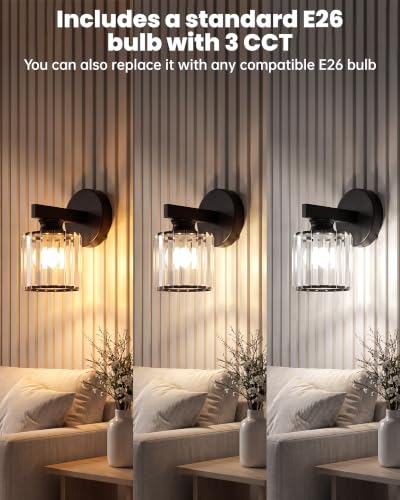 Hardwired Wall Sconces Set of Two (Black-B)