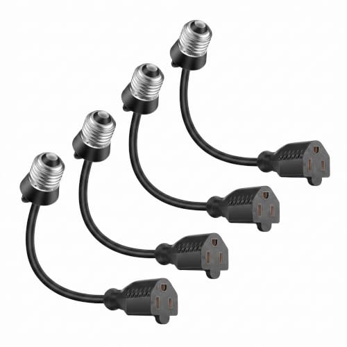 4pcs 3 Outlet Light Socket Adapter (Black)