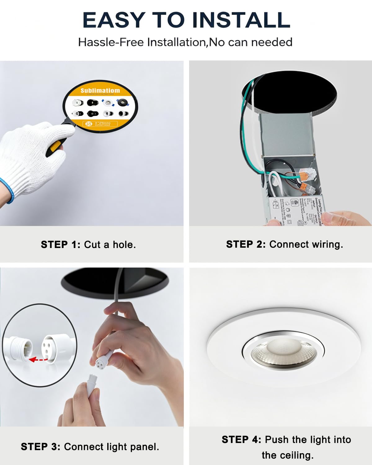 3 Inch Eyeball Gimbal Led Recessed Light (White 3CCT / 3in 12pack)