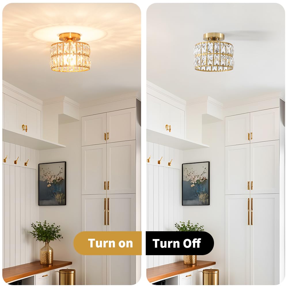 Crystal Ceiling Light Fixture (9in - 1 light - A / Gold)