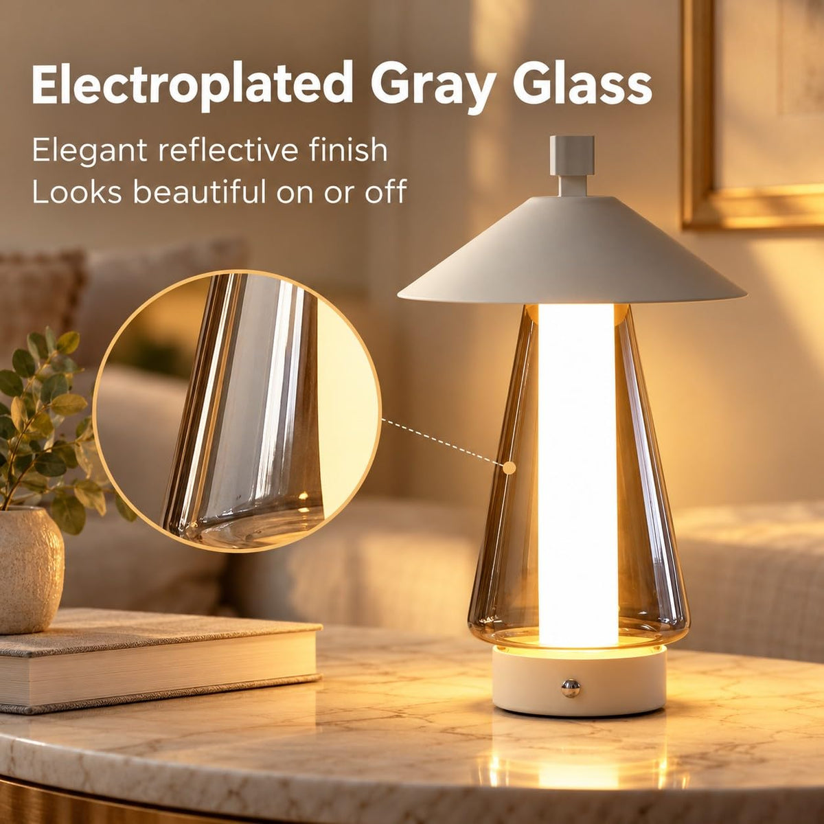Rechargeable Cordless Glass Lamp