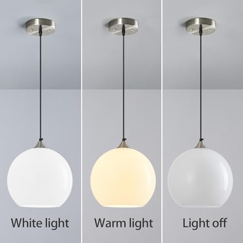 White Pendant Lights Kitchen Island 2 Pack (Milky White / L - 9.84 in)