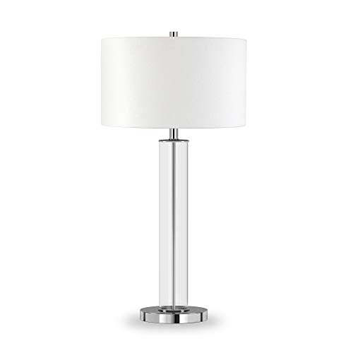 Harlow 29" Tall Table Lamp with Fabric Shade in Clear Glass (Polished Nickel)