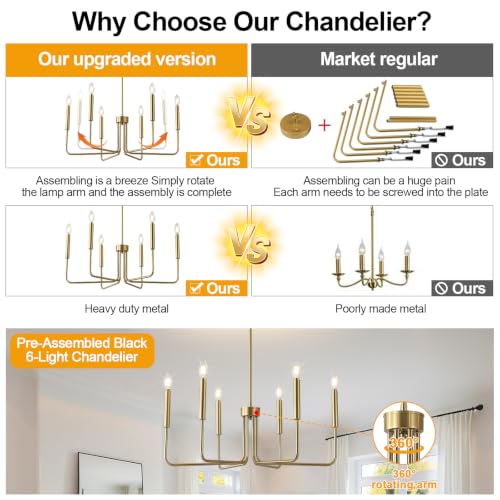 Brushed Gold Chandelier for Dining Room