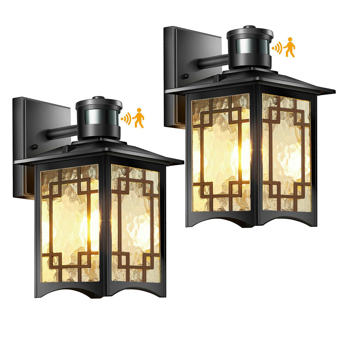 2 Pack Motion Sensor Outdoor Wall Lights (Gray)