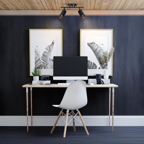 64000114 2 Light Track Lighting Spotlight (Matte Black, Ribbed Shades)