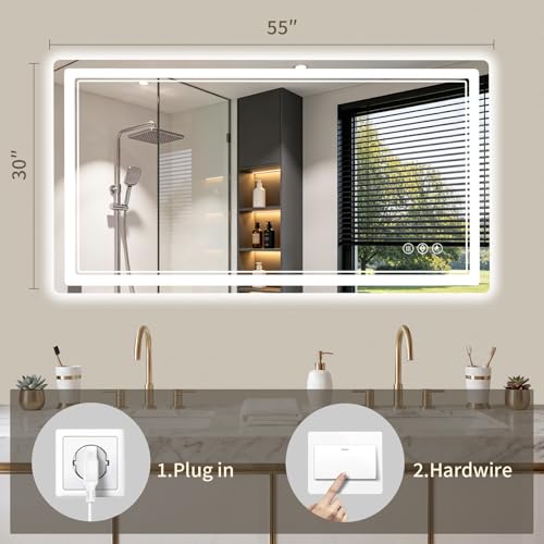 30"x55" LED Bathroom Mirror with Lights (55"L x 30"W)