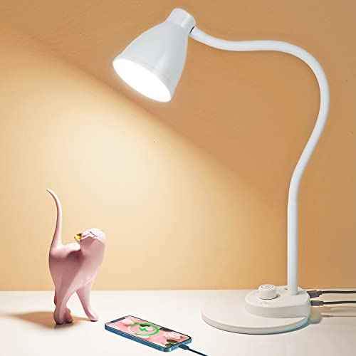 LED Desk Lamp with USB Charging Port (White)