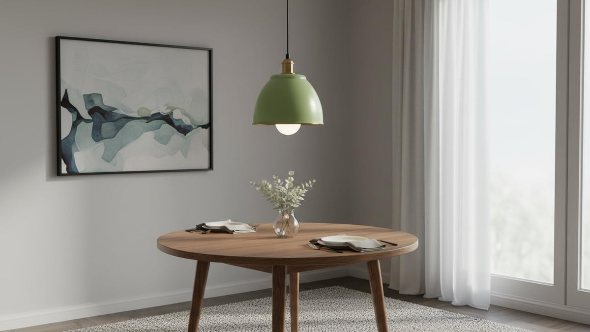 21601-51,Replacement Metal Shade for Pendant Light,Gemma Green,7-7/8"W x 5-3/4"H,Center Hole 1-5/8" (Gemma Green with White inside)
