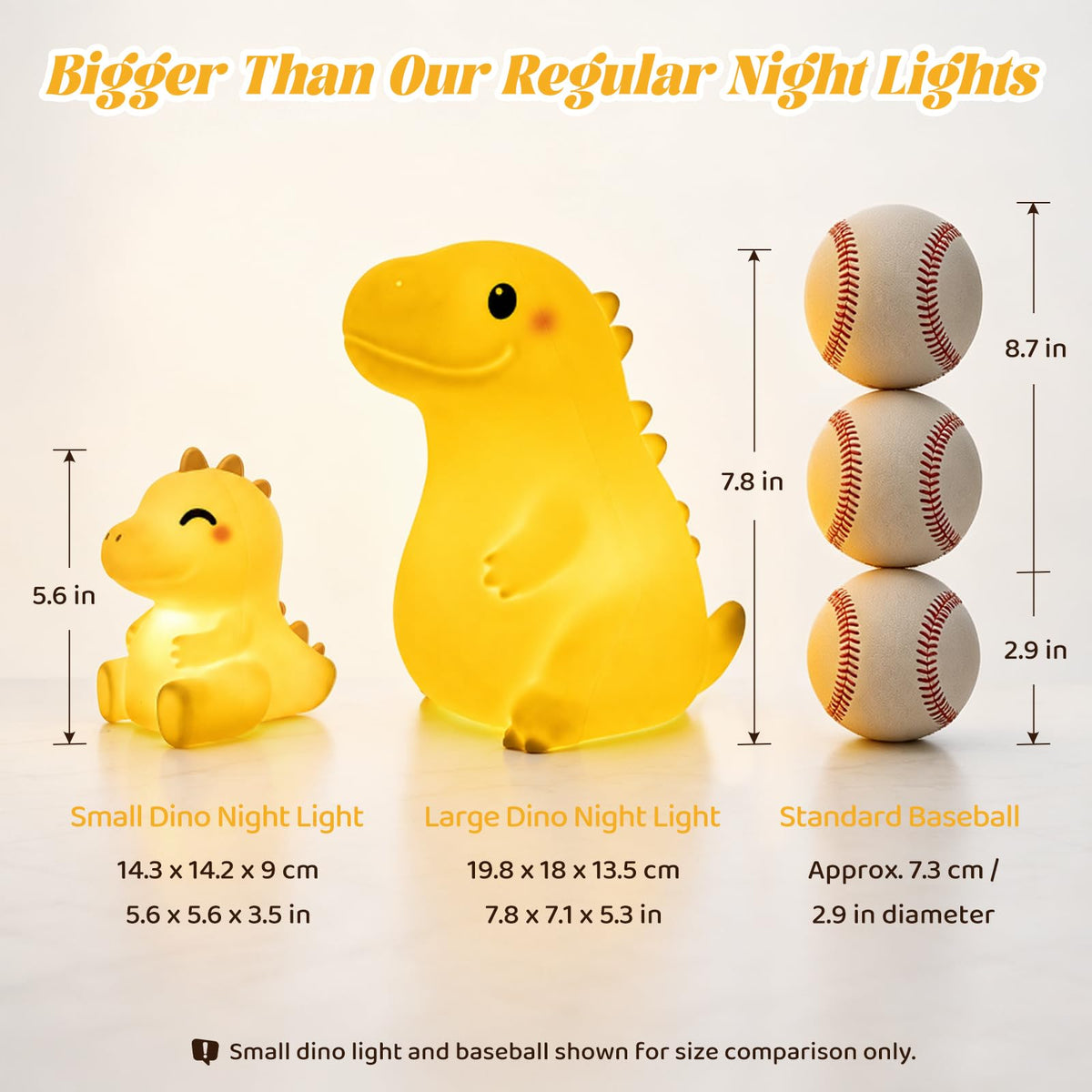 Huggwaii Squishy Giant Dinosaur Night Light for Kids (yellow-2)