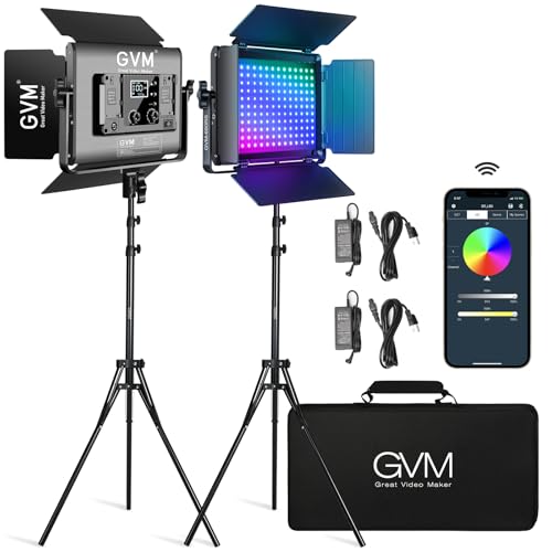 GVM RGB LED Video Light with Lighting Kits