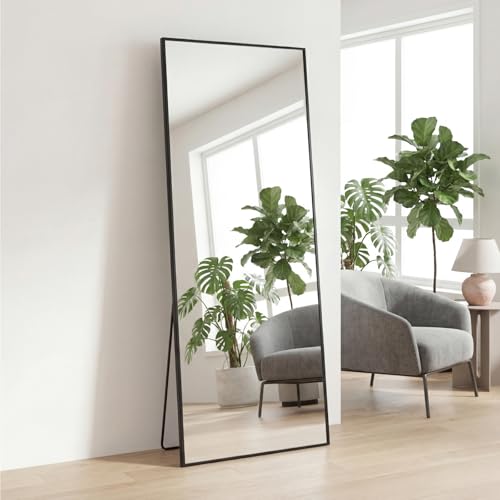 Full Length Floor Mirror 65"x24" (Black-rect / 65"L x 24"W)
