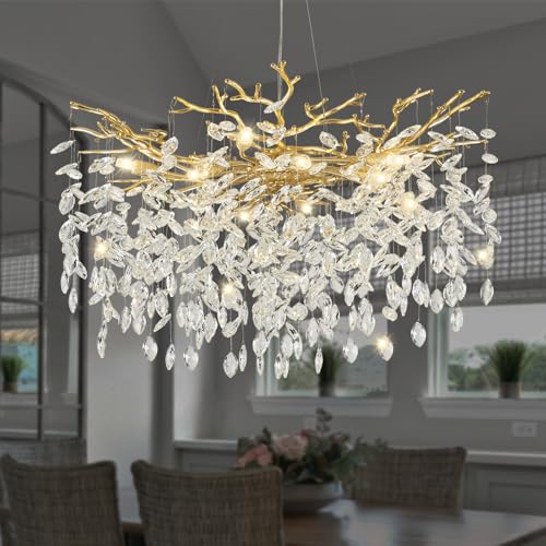 Modern Crystal Chandelier (Gold / A-D31.5 Inch)