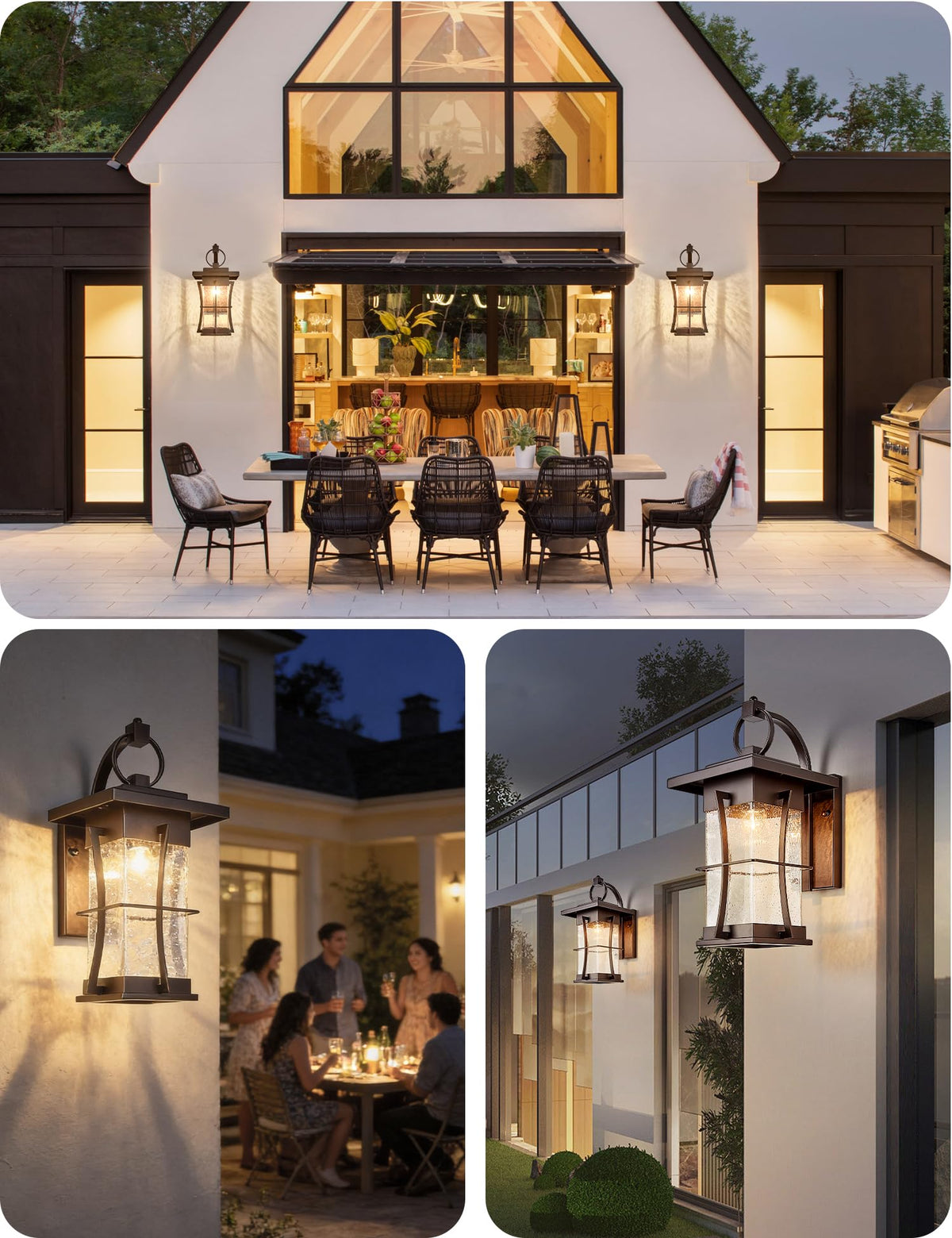 18" H Extra Large Porch Sconce Oil Rubbed Bronze Large Exterior Wall Lantern Deep Brown Outside House Lamps Waterproof Mission Outdoor Lighting with Seeded Glass for Villa Garage Coach Light (Oil-Rubbed Bronze / X-Large)