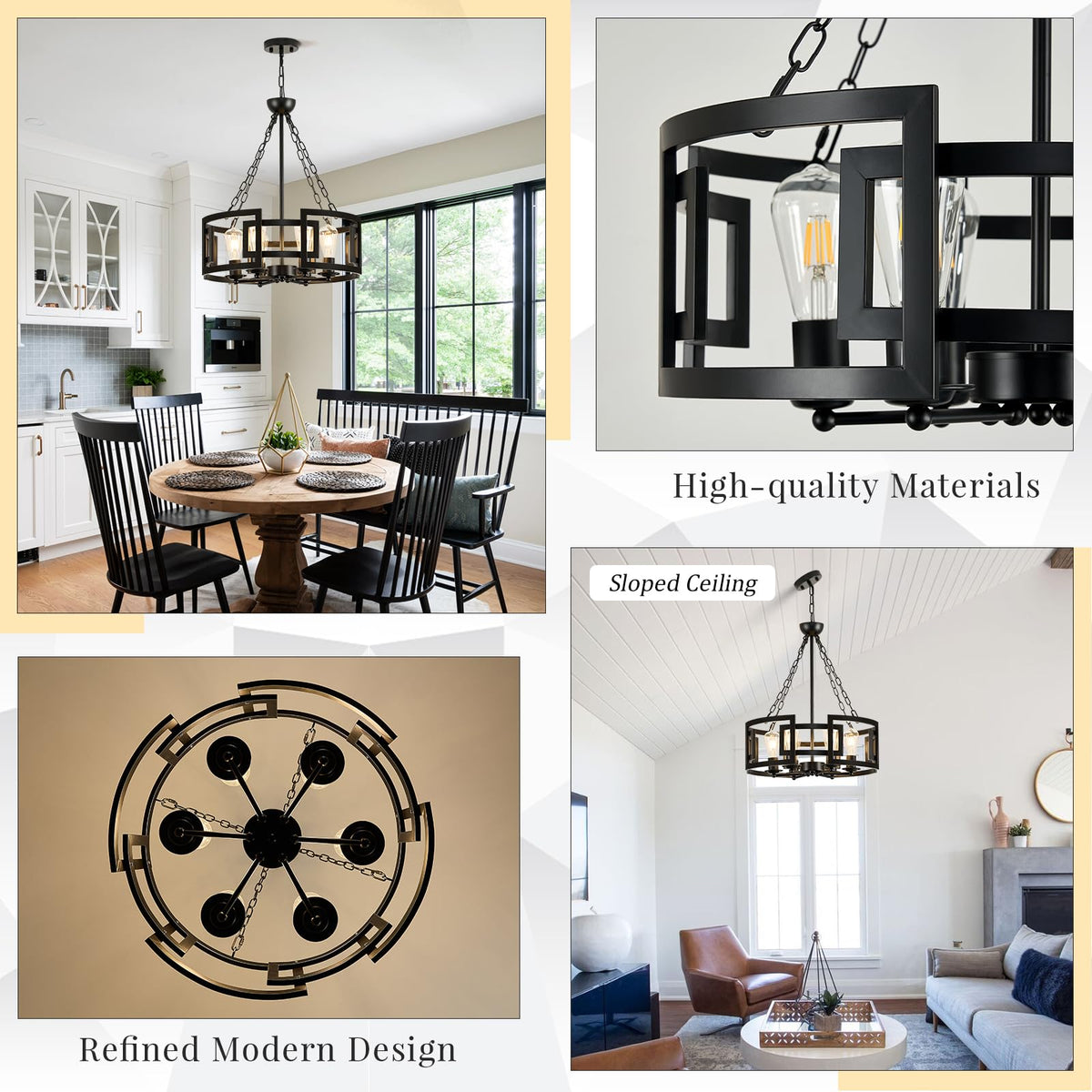 20.5" 6 Light Industrial Drum Chandelier with Black Metal (Drum Black / 20 inches)