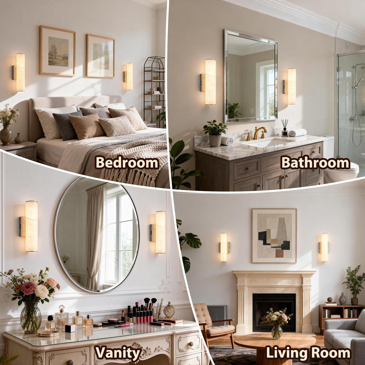 14.2in Alabaster Wall Sconces (Nickel-14.2in-1 Pack)