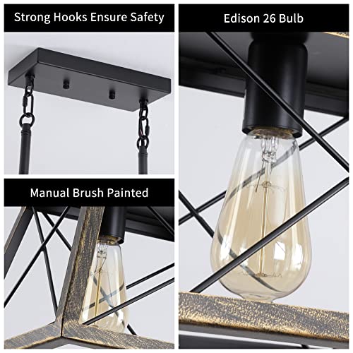 5 Light Linear Pendant Light Fixture Kitchen Island Lighting Antique Industrial Metal Farmhouse Chandeliers
