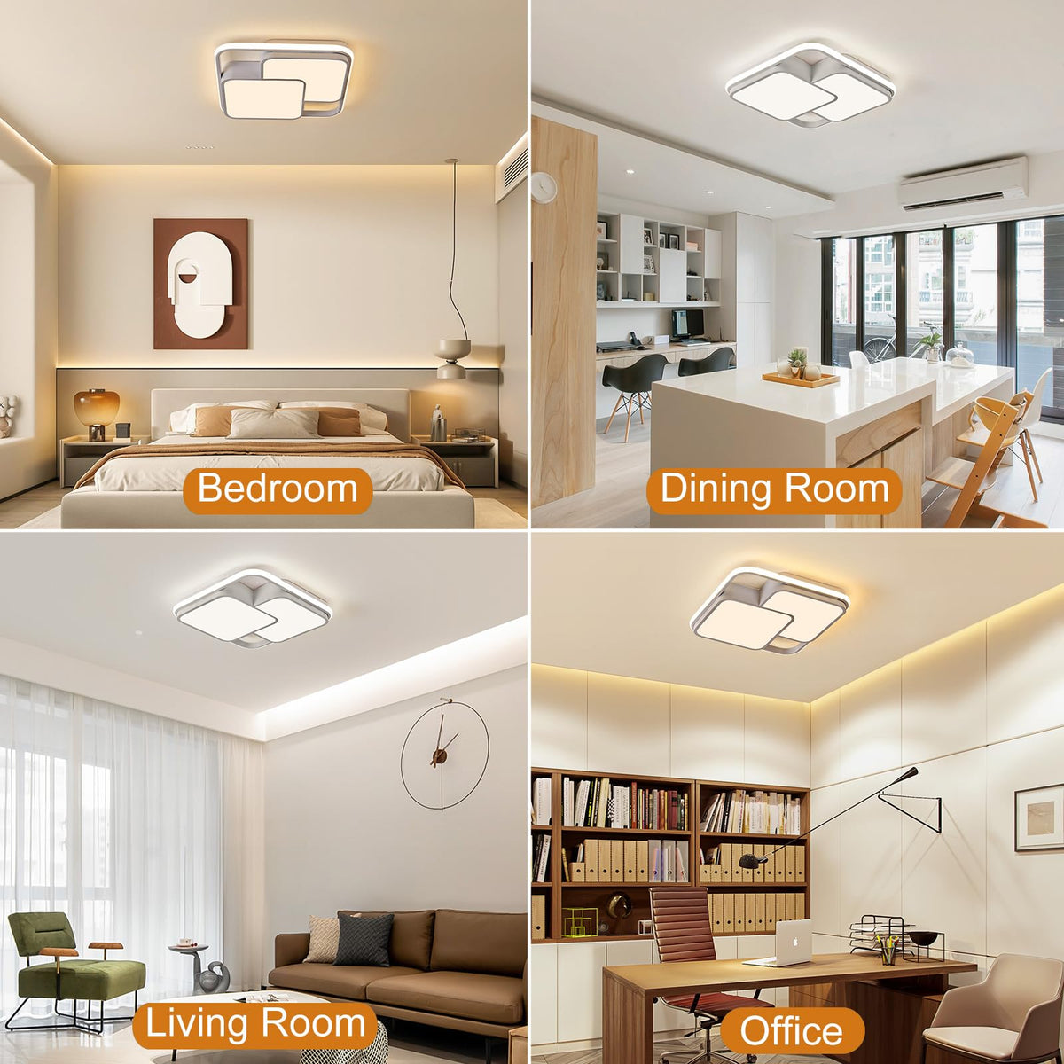 Square LED Ceiling Light with Remote (2Squ-White)