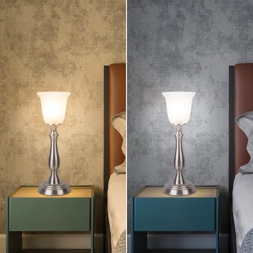 Farmhouse Table Lamp for Living Room (Brushed Nickel)