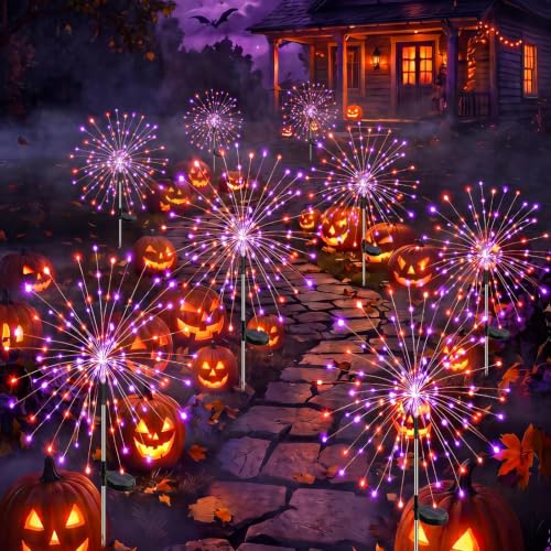 Solar Halloween Lights Outdoor 8Pack (Halloween Orange & Purple Per Light)