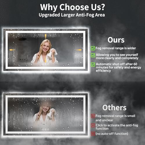 24"x60" LED Bathroom Mirror with Lights (Frontlit & Backlit / 60"L x 24"W)
