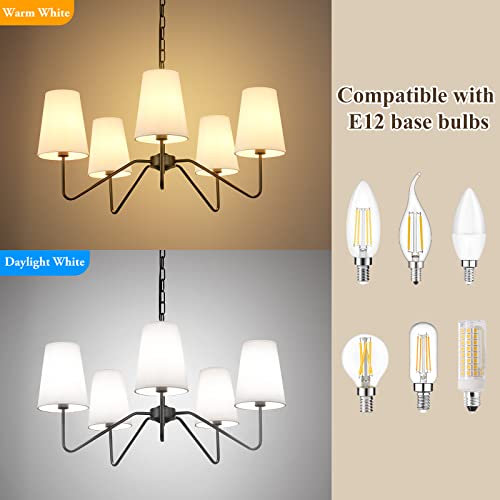 5 Light Modern Chandelier with White Shades